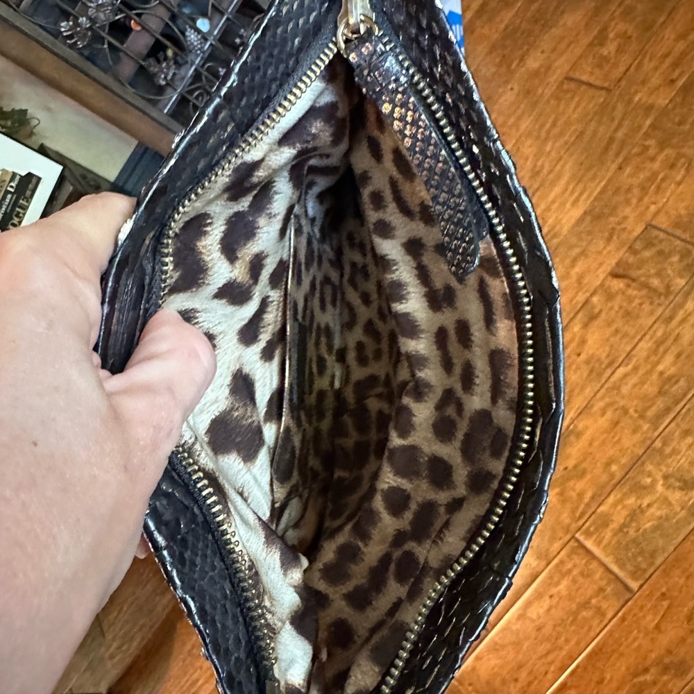 Stunning Roberto Cavalli Black Python Clutch - image 6